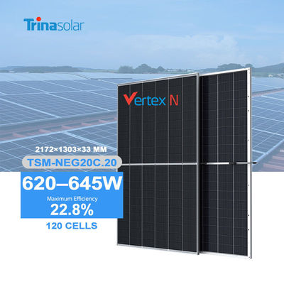 Topcon Bifacial n-Typ-Solarpanel 620w 635w 645w Trina mit und CE-TuV-Zertifikat
