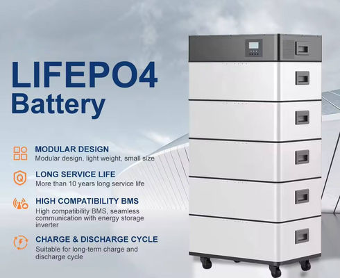 Stackbarer Modular 51.2v Lifepo4 Lithium-Ionen-Heim-Solarsystem 6000 Mal 208Ah Energiespeicherbatterie