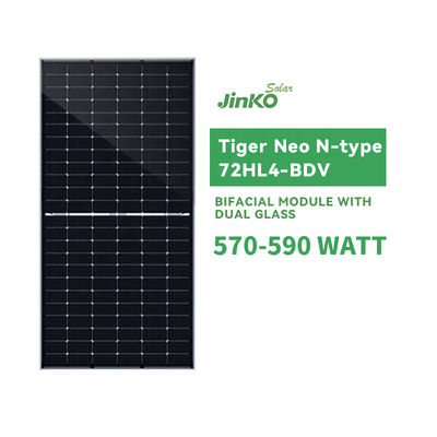2.0mm Frontglas Jinko Tiger Neo N-Typ 72HL4-BDV 570-590 Watt Solaranlage 2278*1134*30mm