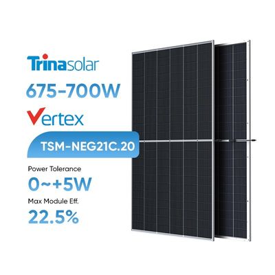 Trina Solar Vertex Bificial N-Typ 675W 680W 685W 690W 695W 700W Solarzellen für das Solarsystem