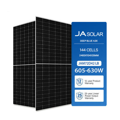 630 Watt JA Solarpanel N-Typ Bifacial Half Cell PV für 22,5% und Front 3000Pa / 5400Pa