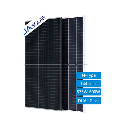 JA Solarpanel Tiefschwarz 575W 580W 585W 590W 595W 600W Bifacial Doppelglas-PV-Module