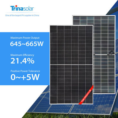 IP68-Qualifizierte Schnittstelle Trina TSM-DEG21C.20 645-665W Bifacial Dual Glass Solar Panel