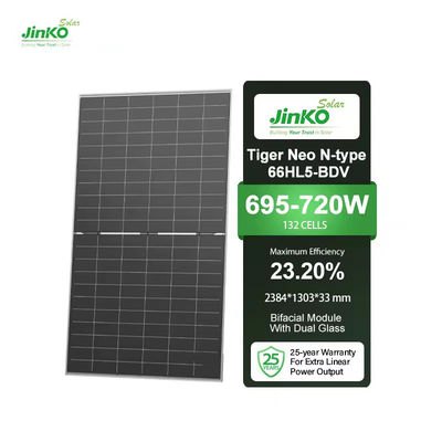 Echte Jinko Mono N-Typ Bifacial Doppelglas Solarzellen 700W-720W für 1000W Anlage