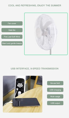 20W Solar Wiederaufladbare Ventilator eingebaut in LED-Beleuchtung 3 Geschwindigkeit Solar Bodenventilator