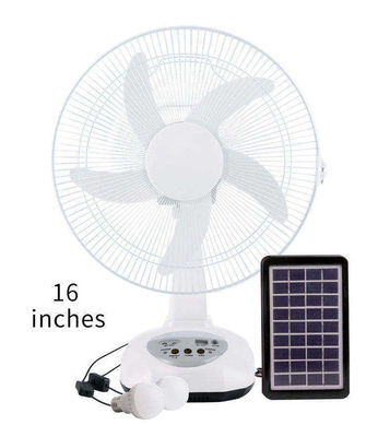 14 Zoll 2 Geschwindigkeiten Solarbetriebener Schwingungsventilator Solar-Tischventilator mit LED-Glühlampen
